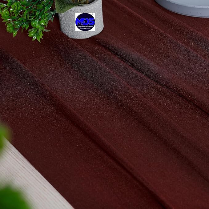 MDS Halloween Chiffon Table Runner - 12 Pack, 29 x 170 Inches, 14ft Each - Sheer Spooky Table Runners for Haunted House Parties, Trick-or-Treat Tables, Witchy Décor, Wedding & Events - Burgundy