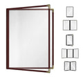 Goodsmart Restaurant Menu Covers - 25 Pack Burgundy 8.5" x 11", 2-Page/4-View, Side-Loading Vinyl Menu Holders, Clear Sleeves, Double-Stitched Edge, Leather-Style Café Menu Covers with Gold Corners