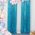 ShinyBeauty Sequin Curtains 2 Panels Turquoise 2FTx8FT Sequin Photo Backdrop Aqua Sequin Backdrop Curtain Pack of 2-1011E