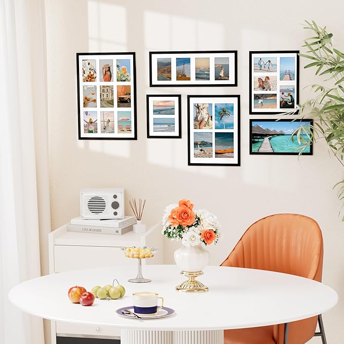 Vittanly 8.5x11 Collage Picture Frame, Displays 2Pcs 5x7 Pictures with Mat, Picture Frames Collage Wall Decor for Horizontal or Vertical Display, Black, 1 Pack