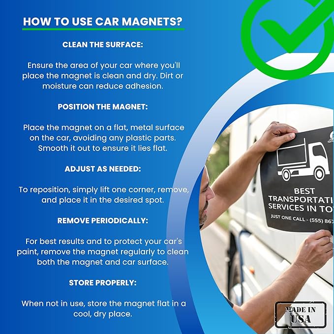 2 Pack (16in x 24in) Custom Car Magnets for Business - Personalized Magnetic Signs for Vehicles and Fridge. Custom Magnetic Signs for Cars, and Magnetic Solutions for Business Promotion