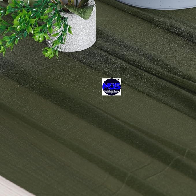 MDS Halloween Chiffon Table Runner - 5 Pack, 29 x 170 Inches, 14ft Each - Sheer Spooky Table Runners for Haunted House Parties, Trick-or-Treat Tables, Witchy Décor, Wedding & Events - Olive Green
