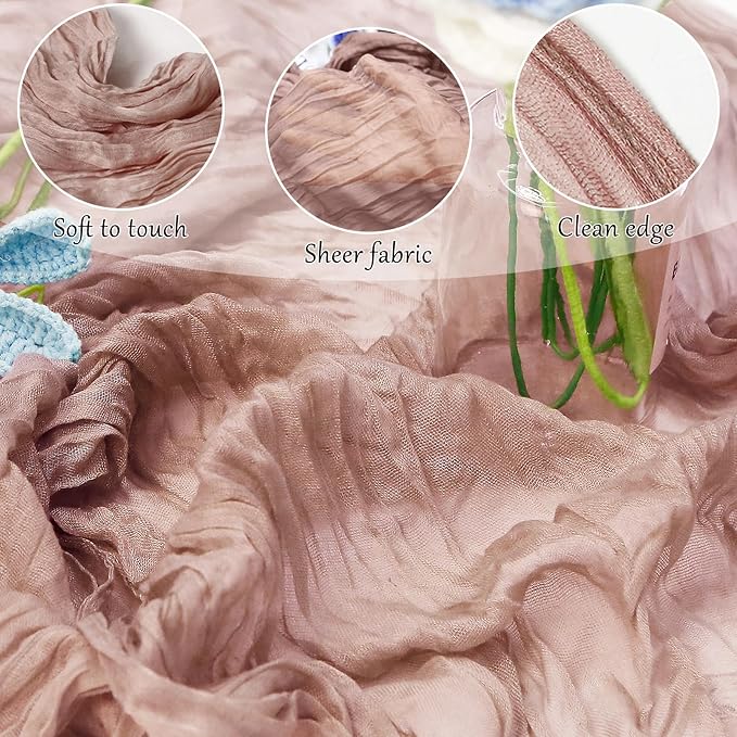 3-Pack Dusty Pink Cheesecloth Table Runners – 10FT (35x120 Inch) Boho Rustic Gauze Fabric Cheese Cloth Table Runner for Weddings, Baby Showers, Bridal Shower, Farmhouse & Birthday Party Decor