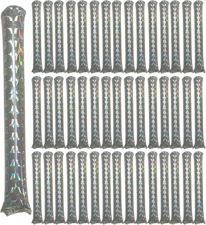 48pcs Round Head Boom Sticks Thunder Sticks Cheering Sticks Team Spirit Plastic Cheerleading Spirit Stick Clapper Inflatable Noise Maker Sports Supply (Glitter Color)