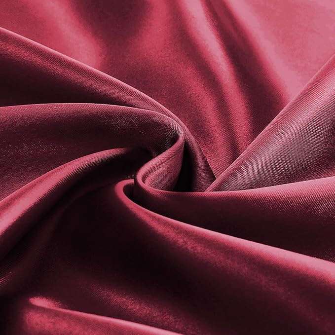 KKJIAF 1 Pack 60 Inch / 5ft Round Table Cloth, Burgundy Overlay Round Satin Table Cover, Silky Satin Dining Tablecloths for Wedding Buffet Parties Banquet Decoration
