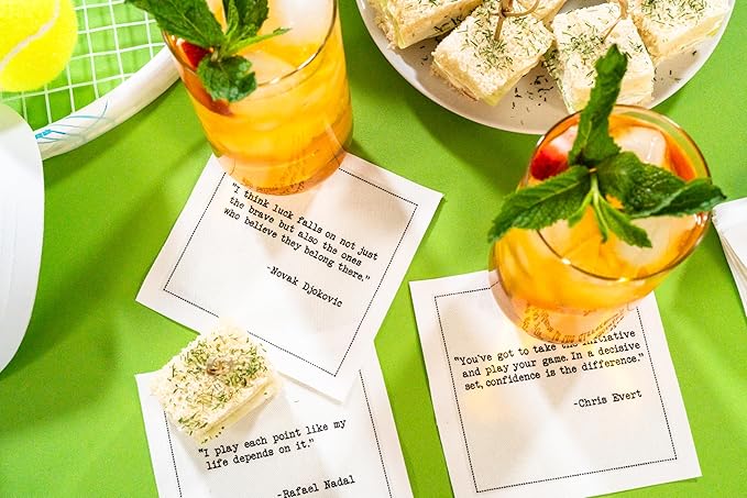 Five Star Napkins White Cocktail Napkins – 50 Luxury Cotton Disposable Cocktail Party Napkins with Quotes – 4.5" x 4.5" for Home Bars, Game Nights, Beverages, Birthdays, Weddings & Holidays