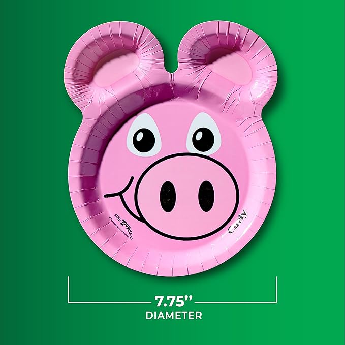 Hefty Zoo Pals Party Edition Paper Plates for Kids, Assorted Animal Designs, 7.75 Inches with Two Dipping Compartments, Multi-Color, 20 Count