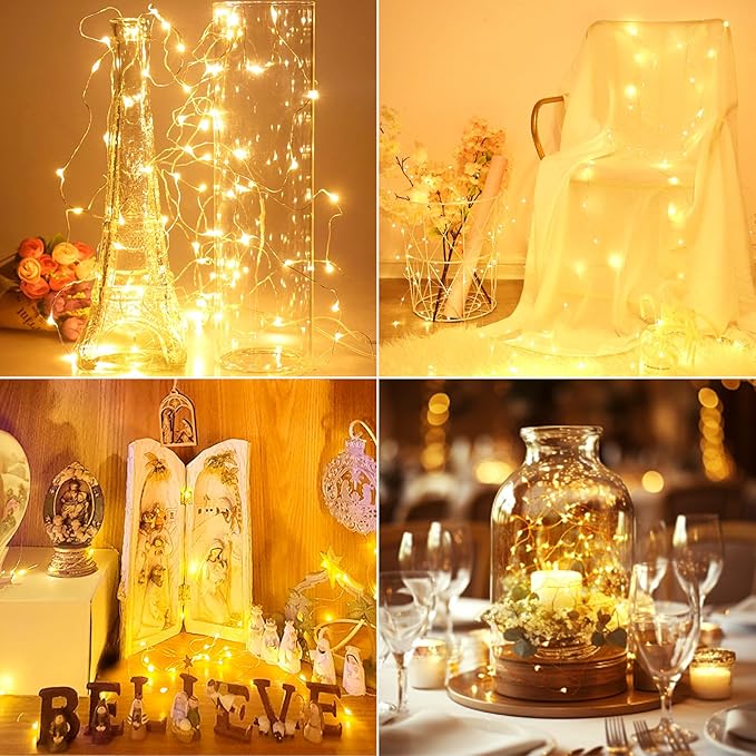 kolpop 12 Pack LED Fairy Lights Battery Operated, Mini Twinkle String Lights Battery Powered Waterproof for Christmas Mason Jars Party,2 Colors