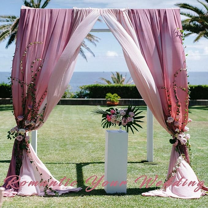 Dusty Rose Wedding Arch Draping Fabric 4 Panels 20Ft Length x 28" Width Arch Drapes Chiffon Fabric Sheer Curtains Backdrop for Party Bridal Decorations Wedding Ceremony Ceiling Stage Reception Decor