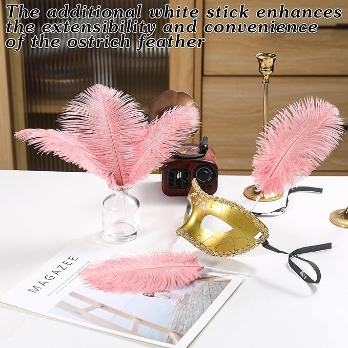 SOGUGOM Pink Craft Ostrich Feathers - 30PCS 6-8 inch Natural Ostrich Feathers Kit for Wedding Decorations, Hats and DIY Projects(Lotus Pink)