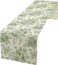 Vintage Flower Table Runner, Wildfloral Green Floral Sketch Pattern Print Table Runner for Kitchen Dinning Table Runner Decor Home Wedding Party Holiday, 13x36 Inch