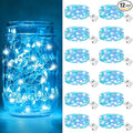 btfarm 12 Pack Fairy Lights Battery Operated [3 Modes], 7ft 20 Led Twinkle Lights String Lights Waterproof Bulk Small Mini Silver Wire for Christmas Mason Jars Wedding Table Centerpiece, Blue White