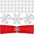 Patelai 24 Pieces Snowflake Napkin Rings Thanksgiving Christmas Napkin Holders Exquisite Household Rhinestone Napkin Rings Set for Christmas Wedding Dinner Party Table Decoration (Silver)