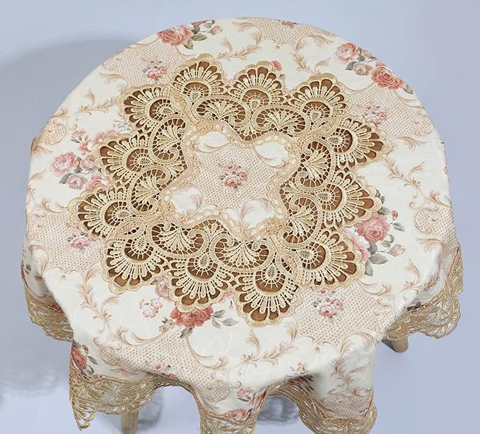 vctops Damask Lace Patchwork Tablecloth Luxury Square Small Table Cover Elegant Floral Embroidered Lace Table Cloth for Party Kitchen Dinning Picnic Decoration (Type G,32"x32")