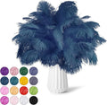 NEWONG 30pcs Navy Blue Ostrich Feathers Natural Bulk 8-10inch(20-25cm) Vase Craft Wedding Home Party Centerpieces Christmas Day Decoration