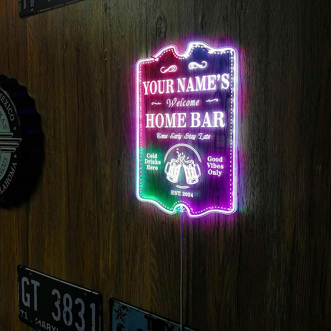 ADVPRO Personalized Your Name Home Bar RGB Dynamic Glam LED Sign - Cut-to-Edge Shape - Smart 3D Decoration - Multicolor Signage st06s32-fnd-p11c-tm-c