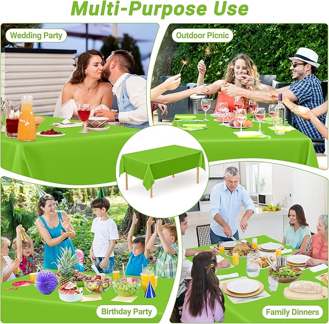 QZYL 4 PCS Plastic Tablecloth, 54 x 108 Inches Waterproof Disposable Table Cloth, Spring Tablecloth of Baby Shower Football Party Decorations, Table Cover for Rectangle and Round