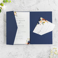 20 PCS Navy Blue Tri-fold Laser Cut Wedding Invitation Pockets for 5x7 Wedding Cards Bridal Shower Engagement Quinceanera Invitation