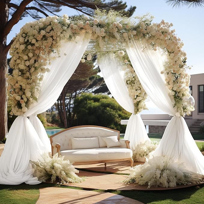 Wedding Arch Draping Fabric 2 Panels 30" X 20FT Sheer Arch Drapes Fabric White Backdrop Curtains for Wedding Arbor Ceremony Birthday Party