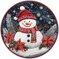 Round Christmas Snowman Decor Metal Tin Sign for Door Hanging Sign for Home Bars Clubs Cafes 8 * 8 in