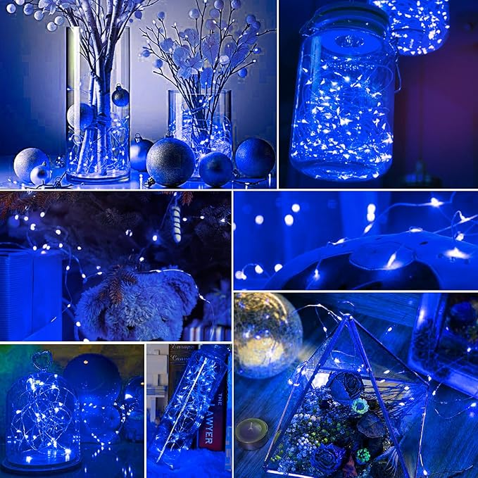 pozzolanas 12 Pack Blue Battery Operated String Lights - 7ft Waterproof Fairy Lights with 20 LEDs for Home, Mason Jar, Party, Wedding, Halloween, Christmas Decorations