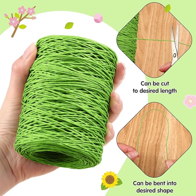 Syhood Floral Vine Bind Wire Rustic Wrapping Wire for Flower Bouquets(Light Green)