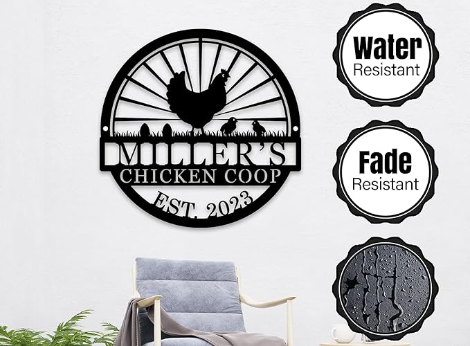 Hen House Coop Sign, Custom Chicken Coop Signs, Custom Chicken Farm Metal Sign, Family Name Metal Sign for Farm House, Our Little Coop Sign Metal Sign