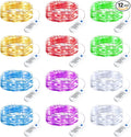 Minetom 12 Pack Fairy Lights Battery Operated String Lights, 8 Modes & Timer, 7ft 20LED 6 Colors Waterproof Silver Wire Twinkle Lights, Firefly Starry Moon Lights for Mason Jars DIY Christmas Wedding