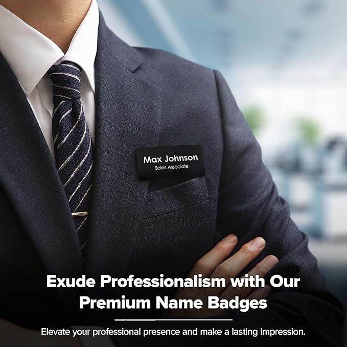 Magnetic Name Tag by My Sign Center - Black and White, Personalized, 1.5x3 Inches, Durable Engravable Impact Material, Made in The USA
