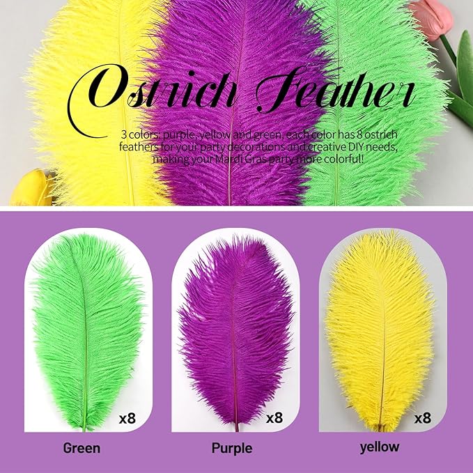 THARAHT Light Yellow Ostrich Feathers 24pcs Natural Bulk 8-10Inch 20cm-25cm for Wedding Party Centerpieces Easter Gatsbi and Home Decoration Feathers