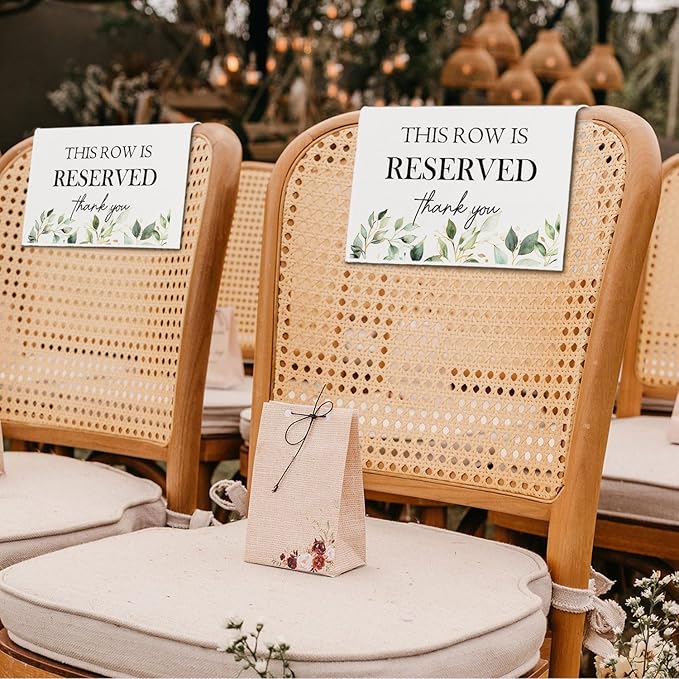 Reserved Seating Chair Signs, This Row Is Reserved Pew Cloths Seating Placeholder for Church Pews, Wedding Decorations for Reception Parties Celebrations Event Meetings (Green, 4 PCS)