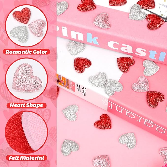 MARFOREVER Valentine's Day Felt Confetti, Glitter Heart Decorations, Foam Hearts, Romantic Shape Balls Sprinkles for Wedding, Valentines, Galentine's Day Supplies