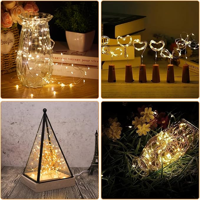12 Pack Fairy Lights Battery Operated String Lights，7FT 20LED Waterproof Silver Wire Christmas Lights Outdoor,Firefly Mini Lights for Bedroom Party Birthday Wedding Home Decor