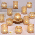 DARJEN 24Pcs Gold Votive Candle Holders - Glass Candle Holder Bulk for Table Centerpiece, Tea Lights Candle Holders for Home, Christmas Party & Wedding Shower