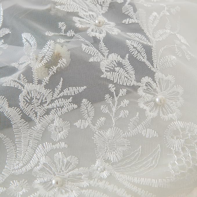 VISIONTEX White Sheer Voile Curtains, Decorative White Embossed Butterflies Rod Pocket Window Drapes for Home Kitchen, Living Room and Bedroom 54 x 95 Inch, Set of 2 Curtain Panels