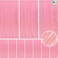 10 Pack Pastel Pink Streamers Party Decorations Party Backdrop Foil Fringe Tinsel Curtain Halloween Baby Shower Valentines Wedding Birthday Decorations for Women