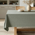 MIULEE Olive Green Linen Cottton Table Cloth Rectangle Tablecloth Waterproof Spillproof Cross-Star Textured Table Cltoth Decorative Farmhouse Style for Dining Party Weddings 60x84 Inch