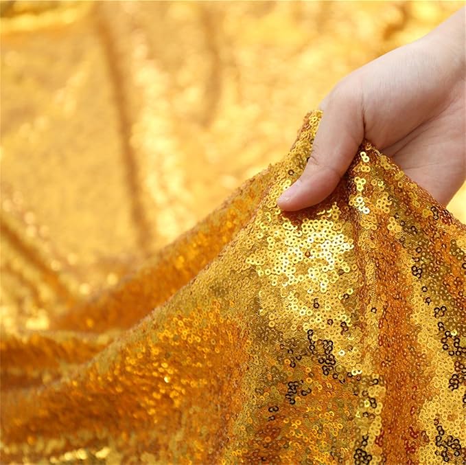 Eternal Beauty Yellow Gold Sequin Backdrop, 10x10 Ft Glitter Background Curtains for Shimmer Photography Party Wedding Birthday Back Drop Decor