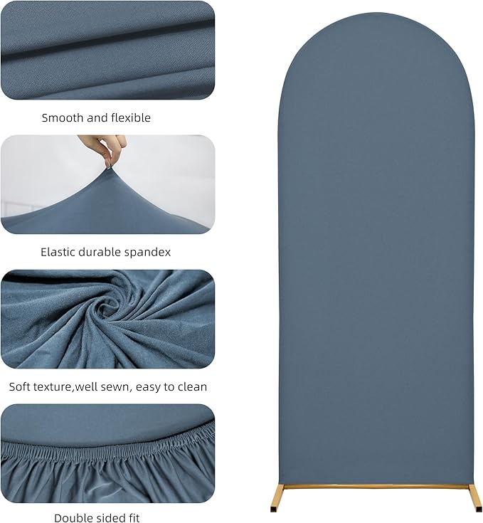 Wedding Arch Cover Spandex Arch Backdrop Cover (4FT,5FT,6FT) Set of 3 Arch Stand Cover Arch Covers Stretchy Backdrop for Birthday Party Decoration Baby Shower (Grayish Blue