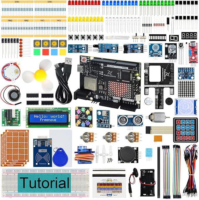 Freenove Complete Starter Kit with Board V5 Rev4 WiFi (Compatible with Arduino IDE), Arm Cortex-M4 Microcontroller, Onboard ESP32-S3, 474-Page Detailed Tutorial, 343 Items, 90 Projects