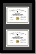 Creative Picture Frames 10X16Bk-B Black Vertical Double Diploma Frame With 2 Opening Black Matting | Holds 2-6X8-Inch Documents With Installed Wall Hanger
