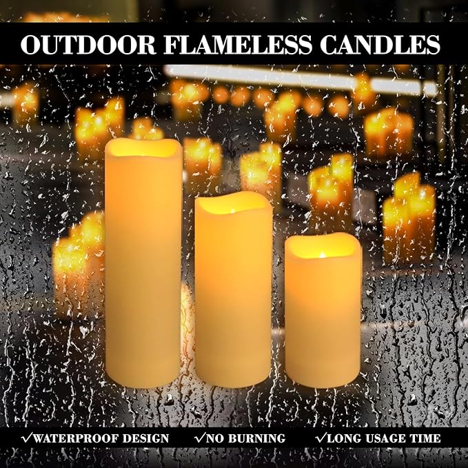 48 Packs Flameless Led Candles, Battery Candles,Simulate Flame,Waterproof Outdoor Indoor Candles with10-Key Remotes and Cycling 24 Hours Timer for Wedding, Table, Festival,Home Decoration…