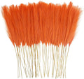50pcs Burnt Orange Faux Pampas Grass Decor, 21.6" Short Artificial Fall Pompous Grass Floral Fake Orange Pompas Grass Branches Vase Filler Flower Arrangement for Home Wedding Fall Decor