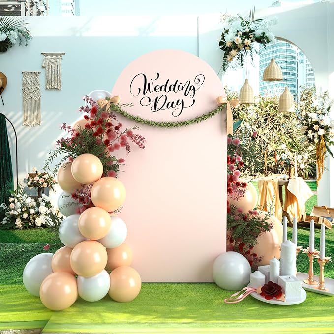 bricia Wedding Arch Backdrop Stand Cover, 6.6FT Double Sided Stretchy Arch Cover Fitted Wedding Birthday Party Banquet Decoration (Blush Pink 79.2''Lx39.6''W)