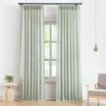 Vision Home Soft Green Pinch Pleated Semi Sheer Curtains Textured Linen Blended Light Filtering Window Curtains 112 inch for Living Room Bedroom Pinch Pleat Drapes with Hooks 2 Panels 40" Wx112 L
