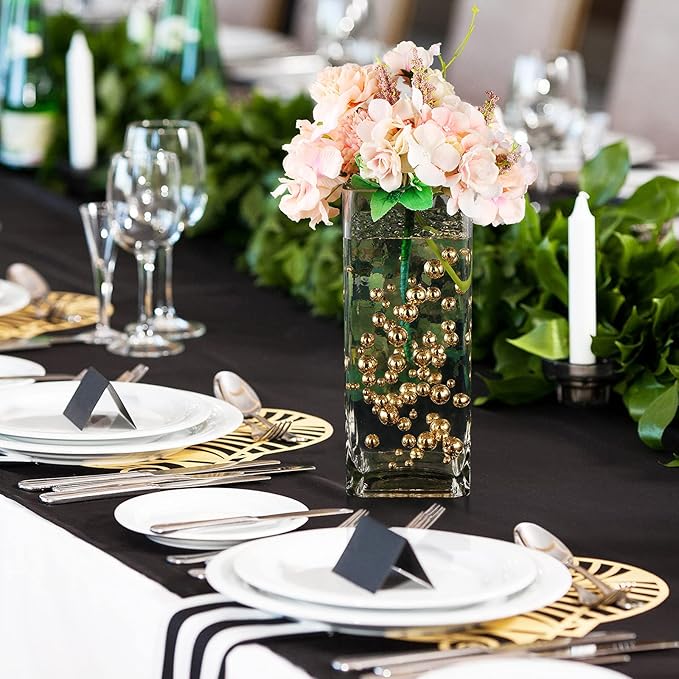 150 Pieces Vase Filler Faux Pearls Vase Makeup Beads No Hole Gloss Bead Mixed Sizes Round Pearl for Home Party Wedding Decor, 8/14/20 mm(Gold)