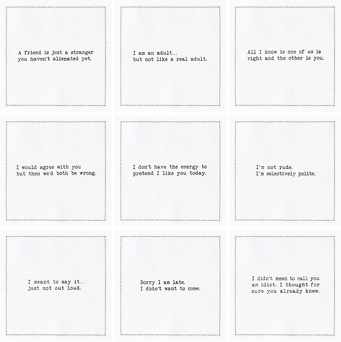 Five Star Napkins Subversive Quotes Cotton Cocktail Napkins,Beverage Napkin, Bar Napkin, Party Napkins,Small Napkins,Napkins for Events,Holidays, Weddings,Parties 4.5"x4.5"-Single Use(50x) Disposable