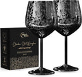 Stainless Steel Wine Glasses - Set of 2 Etched 16 oz Metal Goblets, Unbreakable Rose Gold Cups for Camping, Travel, Outdoor Events, Picnics, Luxury Wine Gifts for Women and Men