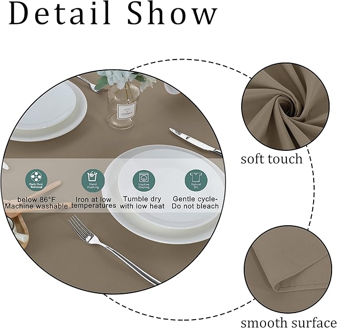 Fitable Rectangle Tablecloth Stain and Wrinkle Resistant Washable Polyester Table Cloth for Buffet Parties and Camping (54x78 inch, Taupe)