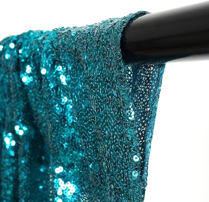 Poise3EHome Teal Sequin Backdrop Curtain,4 Panels 2FTx8FT Glitter Background for Party Birthday Party Baby Shower Wedding Christmas Thanksgiving Halloween Holiday Festival Decor